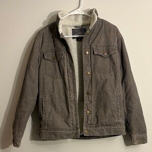 Brooklyn cloth Women’s gray corduroy snap button Sherpa-Lined Jacket 100% cotton